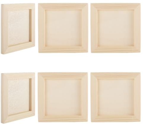 GORGECRAFT 8 Pack Wood Panel Board 11.8 x 11.8cm Unfinished Wood Canvas Cradle Panels Square Wooden Blank Signs For Painting Drawing Pouring Watercolor Oil Easel Display DIY Clay Arts Crafts