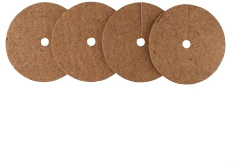 Gdfnmogo Paquete de 4 alfombrillas de fibra natural para mantillo de cáscara de coco y discos de retención de humedad para un crecimiento saludable de las plantas, fibra de coco redonda (25 cm)