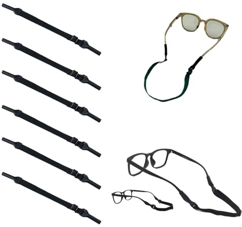 6 Pièces Cordon Lunettes Stable et Antidérapant,Cordons Elastiques Pour Lunettes,Universelle Ajustable pour Lunettes,Sport Nautique Corde à Lunette,pour Course à Pied,Randonnée,Tous Types de Lunettes