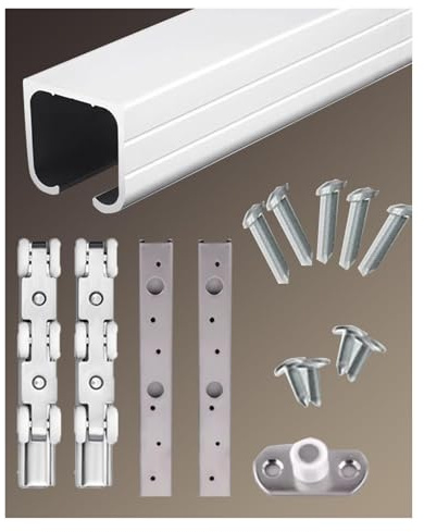 Silver Barn Door Hardware Kit - 9ft Aluminum Alloy Sliding Door Track Set with Pulley for Wood Garage Top Hung Single Door Rail for Kitchen Bedroom Shed