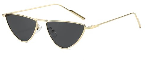 YAMEIZE Occhiali da Sole Poligono per Donna e Uomo Vintage Retrò Montatura Metallo Piccoli Stretti Anni '70 Occhiali da Sole Irregolari Protezione UV400