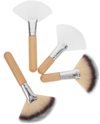 Cabilock 4 Stück Teiliges Fan Makeup Pinsel Weiche Gesichts puder Foundation applikatoren Vielseitig Einsetzbar für Präzises Blenden Buffing und Fixieren Geeignet für Frauen und