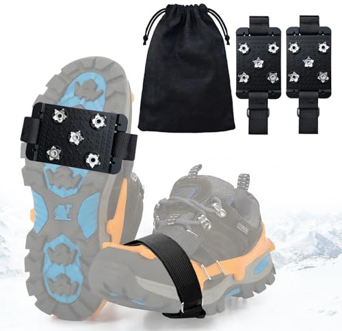Lysjoy Spikes für Schuhe Winter, Schuhe Spike Glatteis, Schuhspikes zum überziehen mit Aufbewahrungsbeutel, Crampons Steigeisen für Wanderschuhe, Eiskrallen Antirutsch für Schuhes zum Schnee und EIS