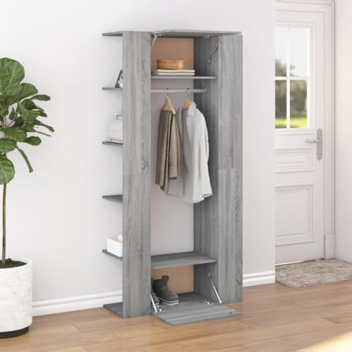 Frdhee Armoire ménager à portes battantes, armoires de couloir, 2 pièces, en bois gris, armoire polyvalente pour bureau, couloir, cuisine, buanderie, facile à monter