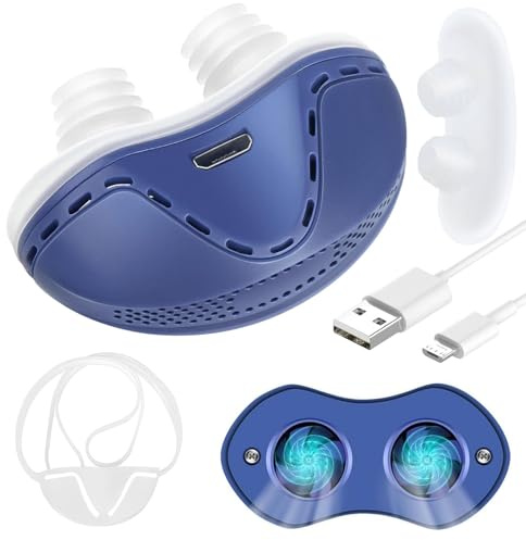 Anti Snore Device,Double Vortex Electric Double Vortex Snoring Solution,Mini Portable Stop Snoring Devices Stopper,Adjustable Wind Speed Snoring Prevention Nasal Dilators,Up to 8 Hours