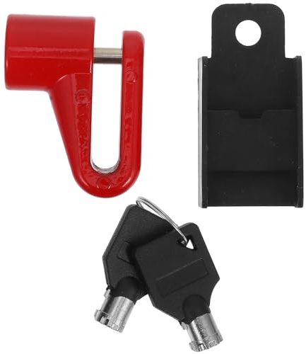NUOBESTY Candado Antirrobo para Bicicleta y Motocicleta, Candado de Freno de Disco Portátil, Acero de Aleación Resistente, Color Rojo, Incluye 2 Llaves, Seguridad para Ciclismo y Scooter