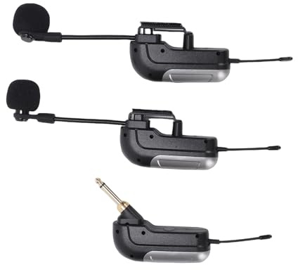 Luocute Duales UHF-Akkordeon-Funkmikrofon, Schwanenhals-Instrumenten-Tonabnehmermikrofon mit 360-Grad-Tonabnehmer, Instrumenten-Tonabnehmermikrofon, 30 M Große Reichweite, 6 Stunden
