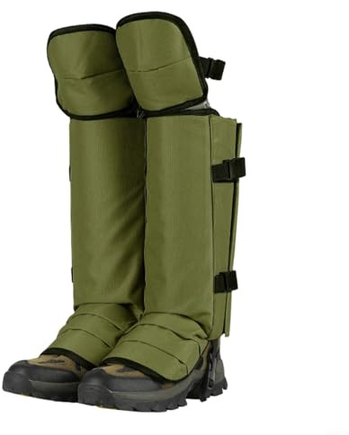 Polainas impermeables ajustables para senderismo, caza y camping, fundas protectoras para piernas con sello elástico, 33 cm de altura, 200 g, peso ligero, unisex (verde)