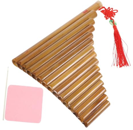 Healifty Tragbare 15 loch Bambus Panflöte in G dur Traditionelle Holz Panpipe mit Polierter Oberfläche Kindersicher für Anfänger und Zufällige Farbe Zufälliger Stil