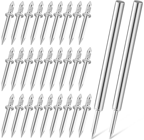 EXHUMKY 200 Pcs Picture Hanging Nails Double-Headed Wood Nails Stainless Steel Traceless Design Versatile Use Silver Baseboards Fastening for Home Improvement