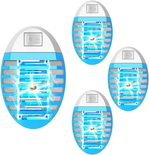 Lot de 4 Moustique Tueur Lampe,Moustiquaire Électrique avec Lumière, pour Maison, Jardin, Intérieur, Extérieur, Cuisine, Salon, Insectes, Moustiques, Mouches, Lampe Anti-moustiques