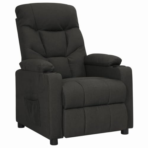 Goyphonic Relaxfåtölj, svart tyg med liggfunktion, stoppad fåtölj med justerbart ryggstöd och fotstöd, bekväm lounge- och TV-fåtölj för vardagsrum och sovrum