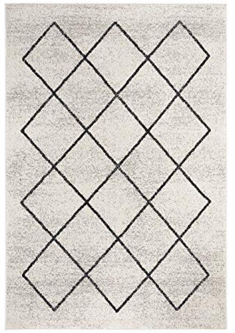 Bolonia - Alfombra Tejida (Polipropileno, Certificado Öko-Tex 100, 60 x 110 cm), diseño Ornamental, Color Crema y Gris