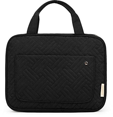 BAGSMART Kulturbeutel kulturtasche Damen, Kulturtasche zum Aufhängen, Toiletry Bag Kosmetiktasche Reise Waschtasche Transparent für Makeup,Toilettenartikel (schwarz)