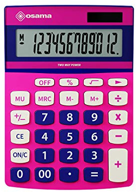 Osama Taschenrechner 12 Ziffern Metal Becolor rosa/blau