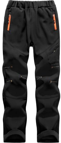 Echinodon Kinder Softshellhose Gefüttert Hose Wasserabweisend Winddicht Jungen Mädchen Outdoorhose Wandern Freizeit Hose Herbst Winter