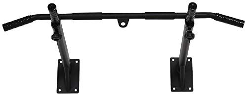 HOMCOM Klimmzugstange zur Wandmontage oder Deckenmontage bis 150 kg belastbar, Multifunktionale Pull Up Bar mit rutschfest Griffe, Ösen sicher stabil Klimmzug Stange für Fitness Zuhause, Stahl Schwarz
