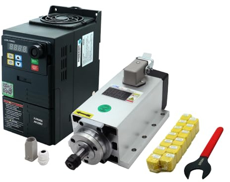 CNC-Spindelmotor 2.2 kW, 2200 W, 220 V, 400 Hz, 24000 U/min, luftgekühltes Spindel mit 2.2 kW HS320 VFD+15 Zangen ER20 Stück(1-13mm) + ER20A Schraubenschlüssel