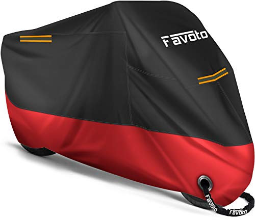 Favoto Updated Version Motorbike Cover 210D Waterproof Motorcycle Cover XXXL UV Scratch Bird Droppings Heat-Resistant Outdoor Protection with 2 Windproof Buckles 104 x 41 x 50 inch