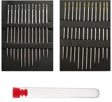 XINGSUI 24 agujas de enhebrado automático, 12 agujas ciegas para cada uno de los dos estilos, aguja de coser a mano de enhebrado automático, adecuadas para agujas de zurcir ciegas y ancianas