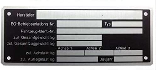 UK-Motors Typenschild Blanko 150 x 58 mm für Anhänger