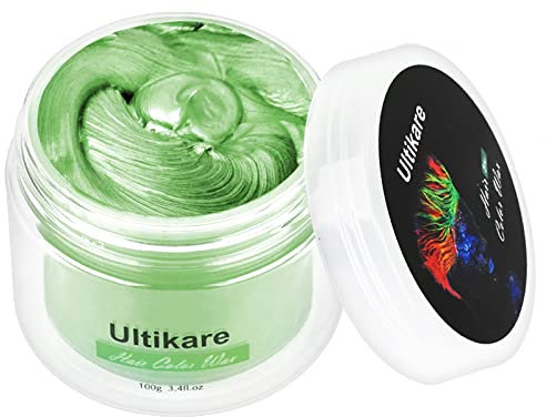 Couleur des cheveux Cire, lotion de teinture capillaire instantanée ultikare lave temporairement l'huile de couleur capillaire naturelle pour les fêtes, les jeux de rôle, Noël Halloween (vert)…