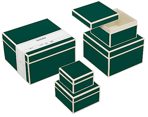Semikolon 364121 5er Aufbewahrungsboxen - Set 5 tlg - diverse Größen - Geschenkboxen - forest grün