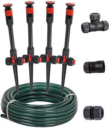 Eden 98063 Mehrfach verstellbares Flex-Design oberirdische Bewässerung Gartensprinklersystem, Sprinkler & Schlauch, DIY Pflanzenbewässerung Set