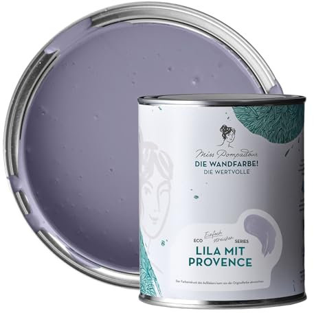 MissPompadour edelmatte Wandfarbe Lila mit Provence 1L - sehr hohe Deckkraft - geruchsneutrale, spritzfreie Farbe - atmungsaktive, wasserbasierte Innenfarbe/Deckenfarbe - Die Wertvolle