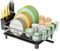 JOUING Escurreplatos Gris Escurridor de Platos Acero Inoxidable Escurreplatos con Bandeja de Goteo Dish Drying Rack con Cesta para Cubiertos (Gris, Grande)