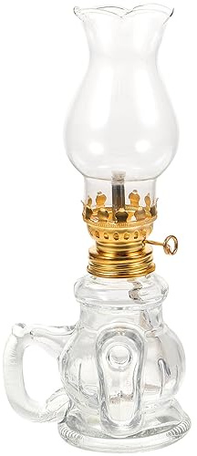 Didiseaon Vintage-Öllampe Aus Klarem Glas Petroleumlampe Klassische Kammer-Öllampen Dekorative Hurrikan-Notfall-Öllaterne Für Zuhause Tisch-Notbeleuchtungszubehör