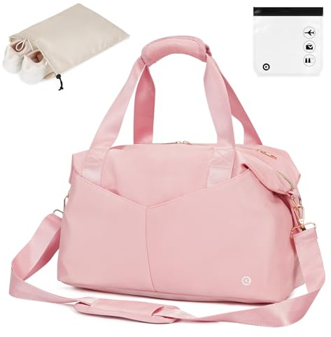 Ceneda Kleine Sporttasche Reisetasche mit Nassfach 40x20x25cm Trainingstasche für Damen Herren (Rosa)