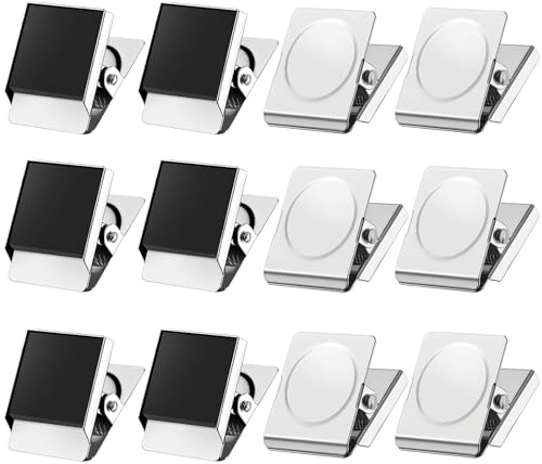 Jeffbaubl 12 Stück Magnetklammern, Magnetische Clips, Silber, Metall | Jeffbaubl 12 Stück Magnetklammern, Magnetische Clips, Silber, Metall