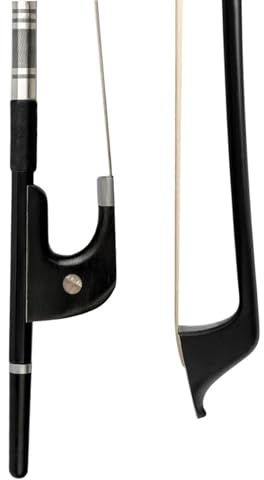 arco de reemplazo de violín Arco Vertical Para Contrabajo, Tamaño 1/4, Crin Natural Alemán, 70 Cm, Palo De Fibra De Carbono, Ébano, Tono Cálido, Arco De Contrabajo