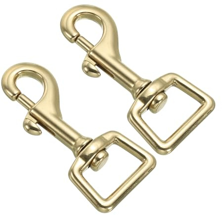 PATIKIL Llaveros con Mosquetón, 2 Unidades de 3/4 Pulgadas de Mosquetones Ovales de Latón Puro con Gancho Giratorio para Clips de Cartera de Cuero DIY