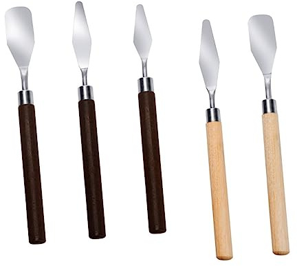PLAFOPE 5pezzi Spatole Per Pittura Acciaio Inossidabile Con Manico Raschietti Per Color Mixing e Modellazione Strumenti Di Arte Per Pittori e Fai Da Te