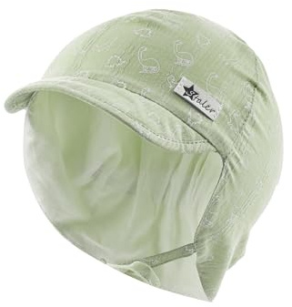 Sterntaler Schirmmütze Nacken Saurier - Jungen Mütze aus Baumwolle - UV-Schutz 30 Sommermütze mit Ohrenklappen und Bindeband - Sonnenhut - Baby und Kinder Kopfbedeckung