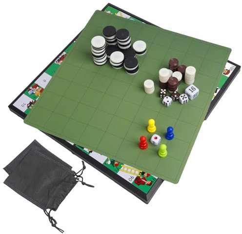 Andux Magnetisches Schachspiel 3-in-1 Reise-Brettspiel für Kinder und Erwachsene Faltbares Schachspiel CXYXQ-05 (Othello, Schlangenschach, Backgammon)