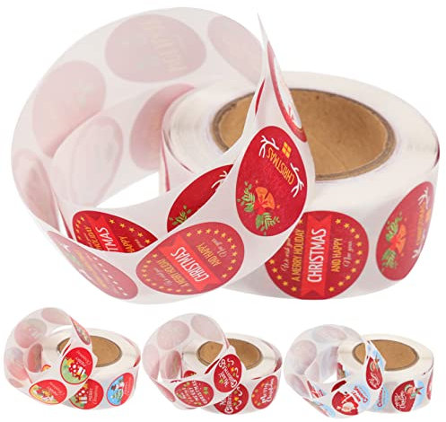 CAXUSD 4er-pack Weihnachtsaufkleber Zum Verschluss Von Geschenkeboxen Runde Sticker Aus Beschichtetem Papier Für Geschenkeverpackung Dekorative Etiketten Ohne Spuren