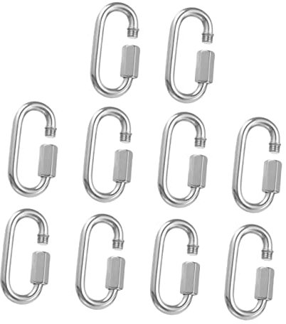Gatuida 10pezzi Catena Inox Con Moschettone Bloccante Anello Di Collegamento Rapido Resistente e Leggero Per Campeggio Ed Escursioni
