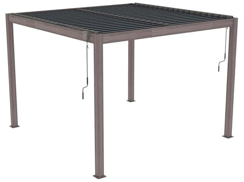 GARDIUN Pérgola Bioclimática Hampshire 300x300x260 cm de 9m² Cenador para Jardín | Fabricado en Aluminio y Acero Galvanizado | Efecto Madera | Lamas Ajustables