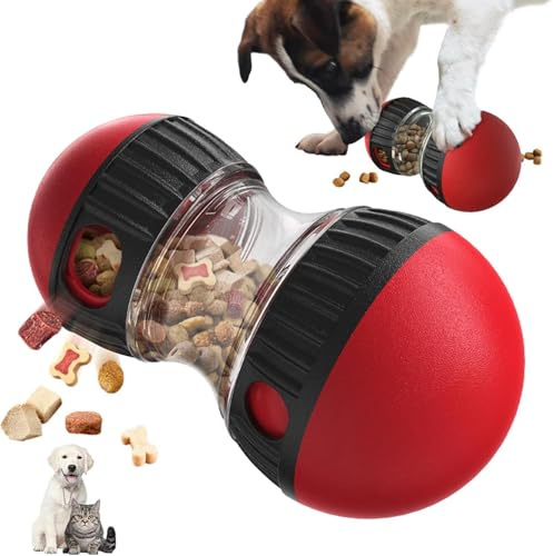 Diane Interactive Dog Toys - Dog Puzzle Toy,Adjustable Food Treat Dispensing Dog Toys,Indestructible Food Dispenser Dog Puzzle Feeder Slow Feeder for Large/Medium/Small,Puppy Pet Gift (Red)