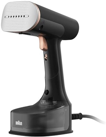 Braun QuickStyle 7 GS7077BK, Vertical Iron With Double Heated Plate FreeGlide 3D, Fast Heating Vertical Steamer, Steam 35 g/min, Capacity 250 ml, Cable 3 m, 1600W, Black