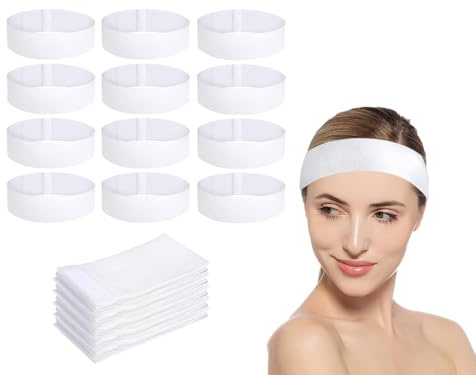 Kellegour 50 Stück Einweg Stirnband Praktisches Kosmetik Haarband Weiß Für Damen, Zubehör Für Spa, Gesichtswäsche, Dusche, Sport, Beauty Masken