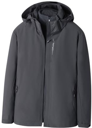 Mens Waterproof Jacket Uk Parka Winter Coats Hooded Raincoat Fleece Lined Jacket Ladies Arctic Velvet Warm Outdoor Windbreaker Hoodies Zip up Outwear Pockets Walking Traveling Going Out Plus Size