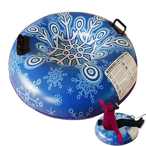 Snow Tube Rodelschlitten | Aufblasbarer Schlitten mit verdickter Schneeflocke | 90 cm Tragbares PVC-Schneeschlittenrohr | Lustiges Winterspielzeug im Freien mit Schlitten für