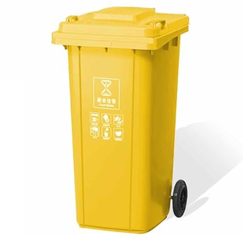 Botes De Basura para Exterior con Tapa Y Ruedas, Industriales Y Domésticos, con Ruedas De Goma, para Residuos Y Reciclaje (Yellow 120L)