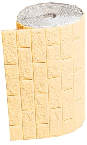 Cozylkx Faux Brick Effect Wall Panels 70cm x 3m DIY Self Adhesive Wall Tiles 3D Brick Wallpaper 3mm Thick Foam Wall Panels for Home Decor (Beige)