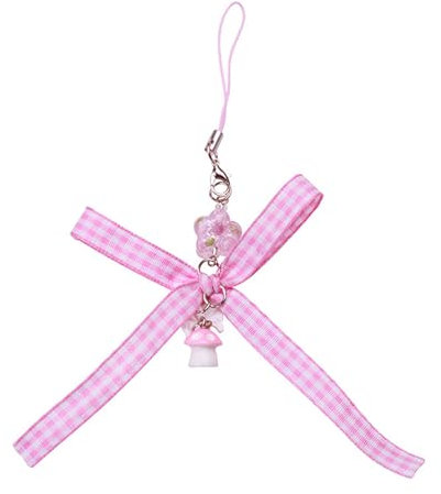 Yjcnelcr Schlüsselanhänger für Damen, süße rosa Schleife, Schlüsselanhänger, stilvolle Handykette, Schleife, Blume, Schlüsselanhänger, praktischer Schlüsselanhänger, Tasche, Ornament,