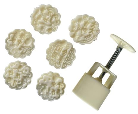 Mooncakes - Stampo per pasta di fagioli a forma di fiore, con 6 stampini a forma di fiore, stampo per dolci a mano per gli amanti della cucina